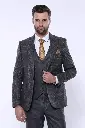 Brown Grey 2pc Suit With Checked Blazer /size 44