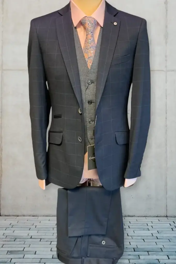 Dublin Navy Blue Check 2pc Suit