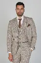Holiday Beige Check 3pc Slim Fit Suit