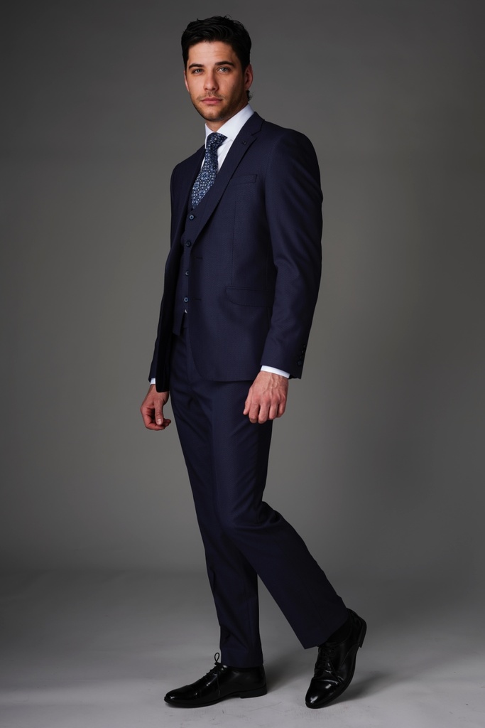 Denver Navy 3pc Suit Tapered Fit
