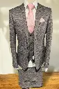 Oscar Burgundy Check 3pc Suit Slim Fit