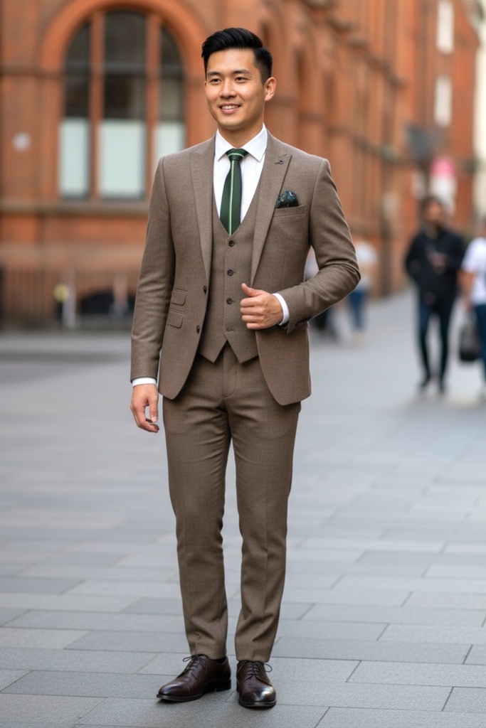 Altus Taupe 3pc Slim Fit Suit