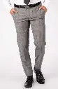 Grey Check Slim Fit Wool Trousers Milano