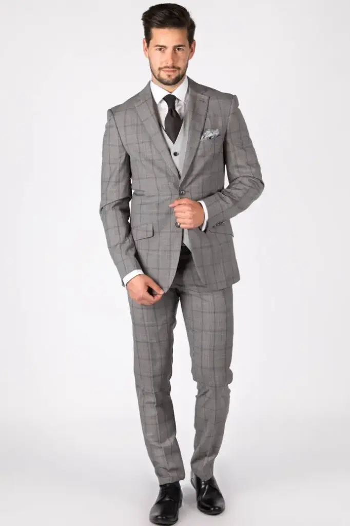 Milano Grey Check 2pc Wool Suit