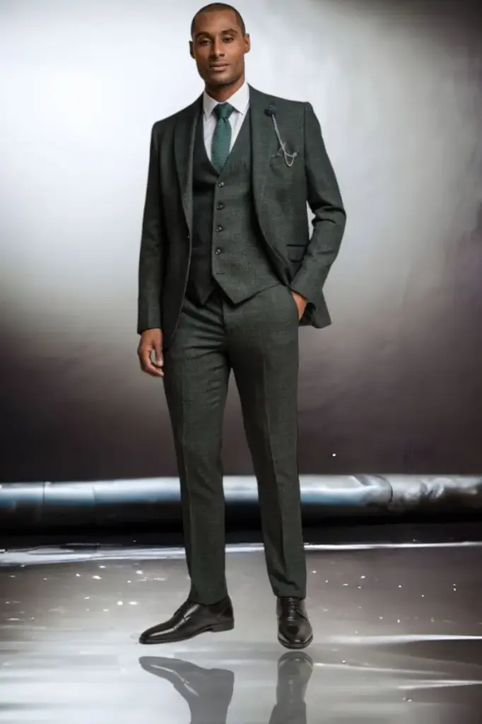 Caridi Olive Check 2pc Slim Fit Suit