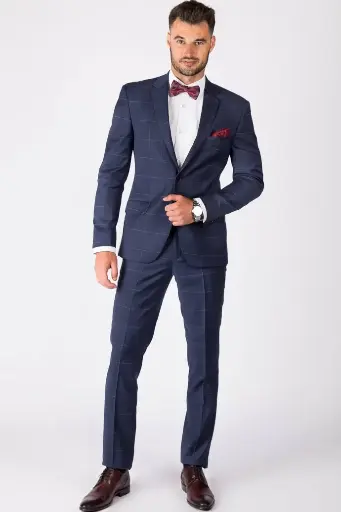 Dover Navy Tartan Check 2pc Suit