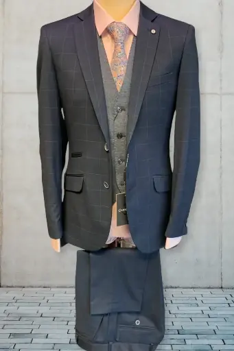 Dublin Navy Blue Check 2pc Suit