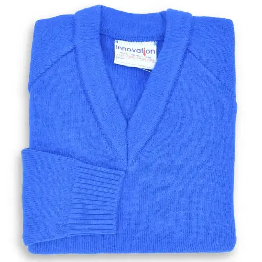 Jumper V Neck Knitted Royal (3-10)