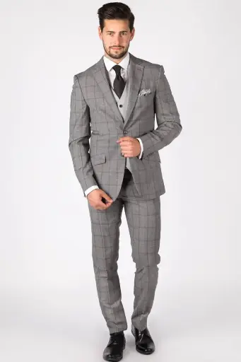 Milano Grey Check 2pc Wool Suit