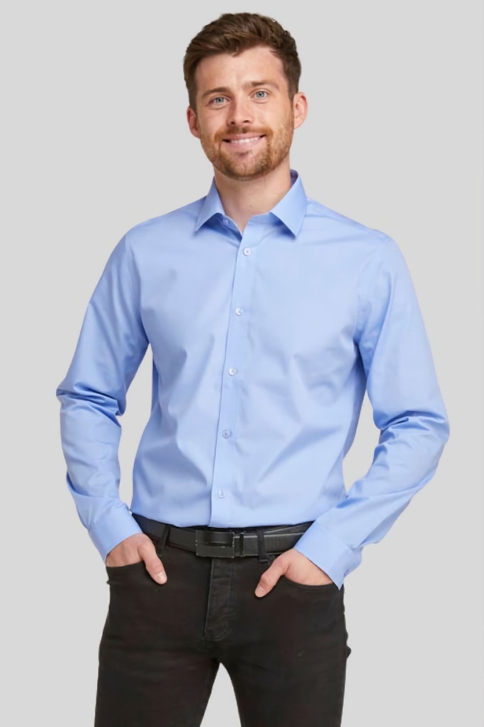 Mens Blue Tailored Fit Shirt Non-Iron 4500 /size 17"